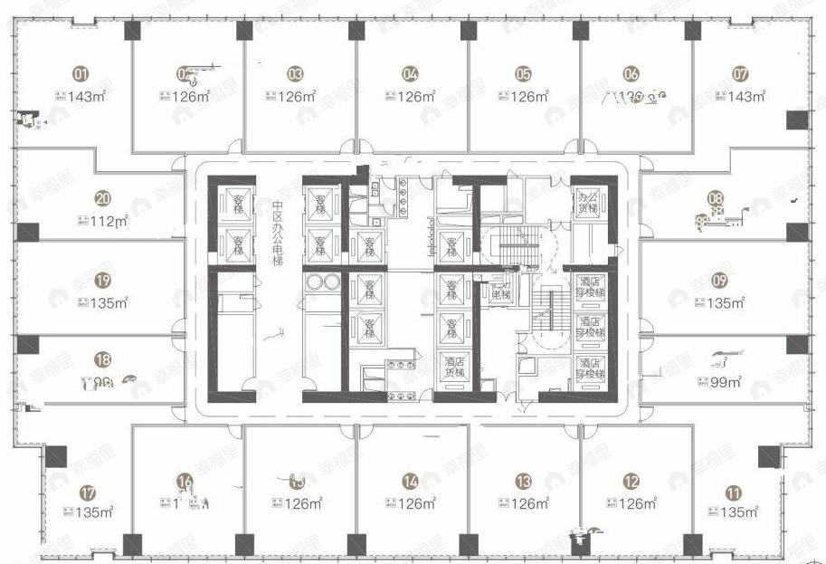 万象城置地中心1室1厅户型图