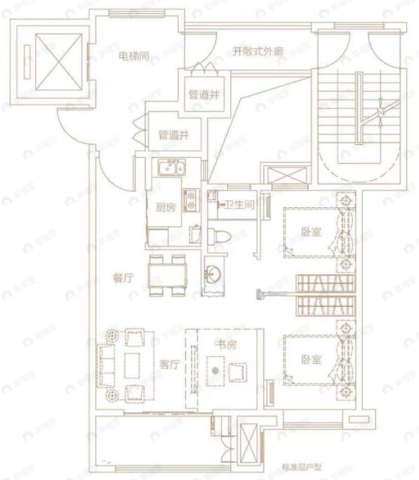 金辉城中央云著2室2厅1卫户型图