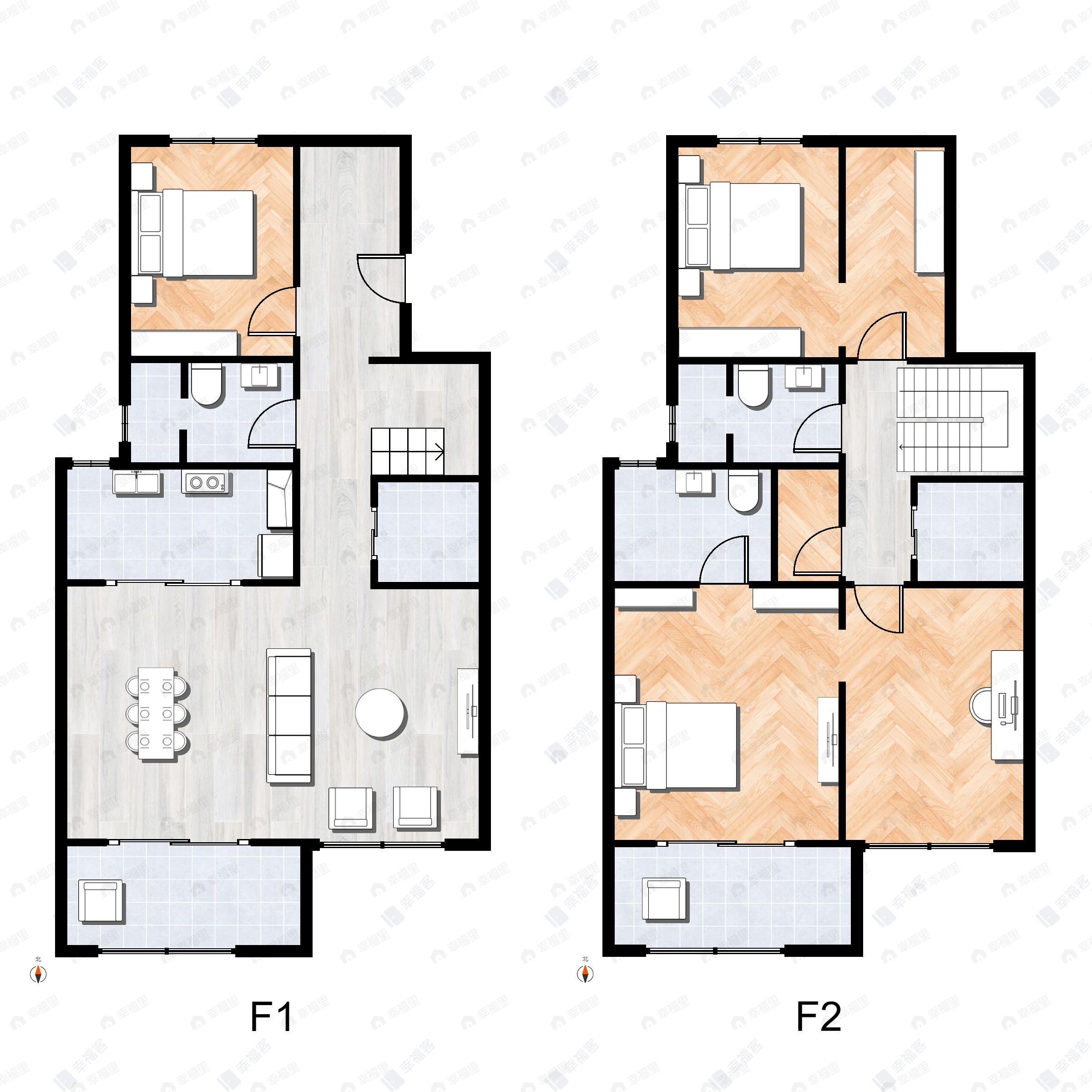 4室2厅3卫建面225平南|北户型图
