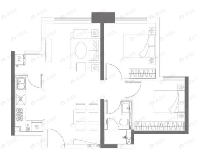 合景寰汇2室2厅1卫户型图