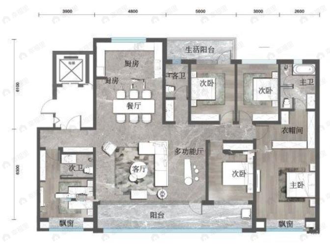 鸿辰·黄山壹品5室2厅3卫户型图