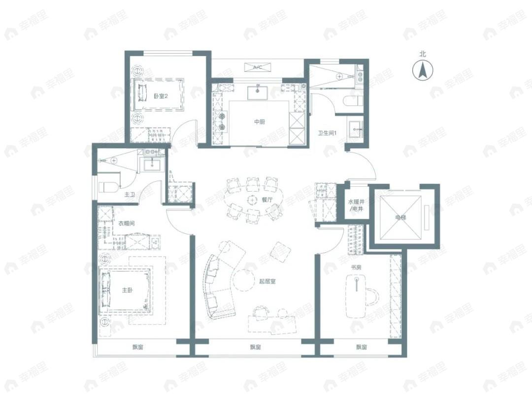 北京瑞府3室2厅2卫户型图