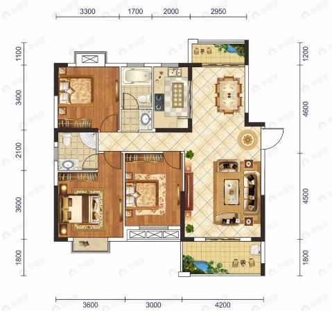 柴桑壹品3室2厅2卫户型图