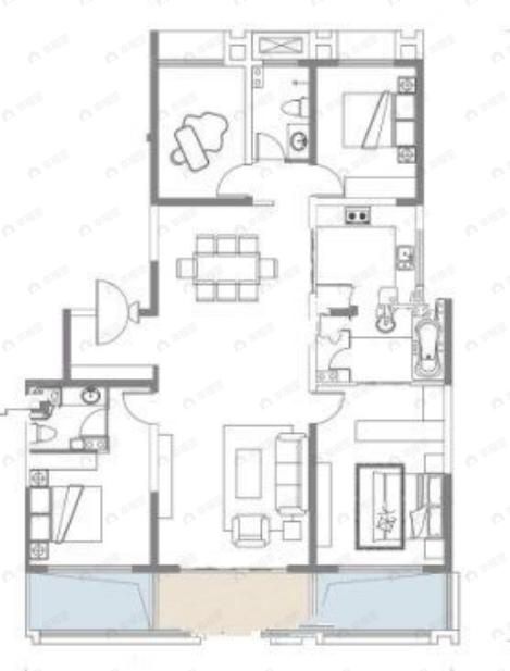 劳动公园里4室2厅3卫户型图