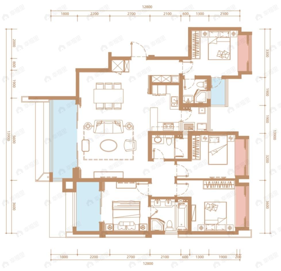云上观邸4室2厅3卫户型图