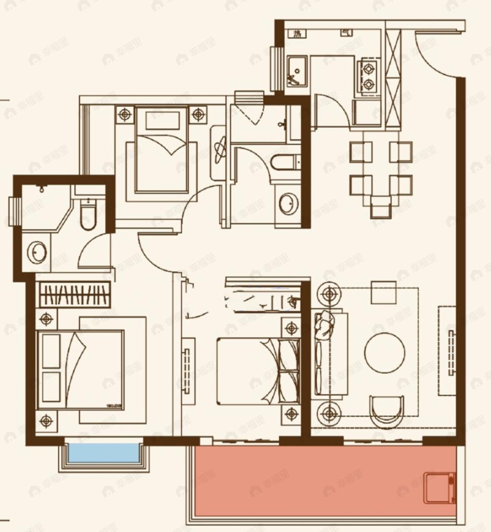 保利城3室2厅2卫户型图
