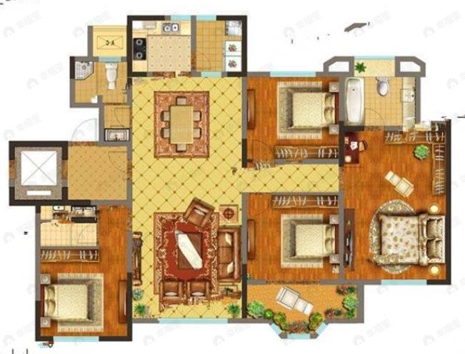 德杰国际城4室2厅3卫户型图