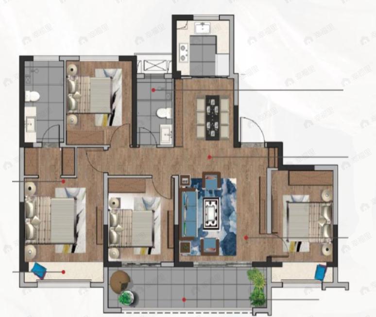 橡树澜湾花园4室2厅2卫户型图