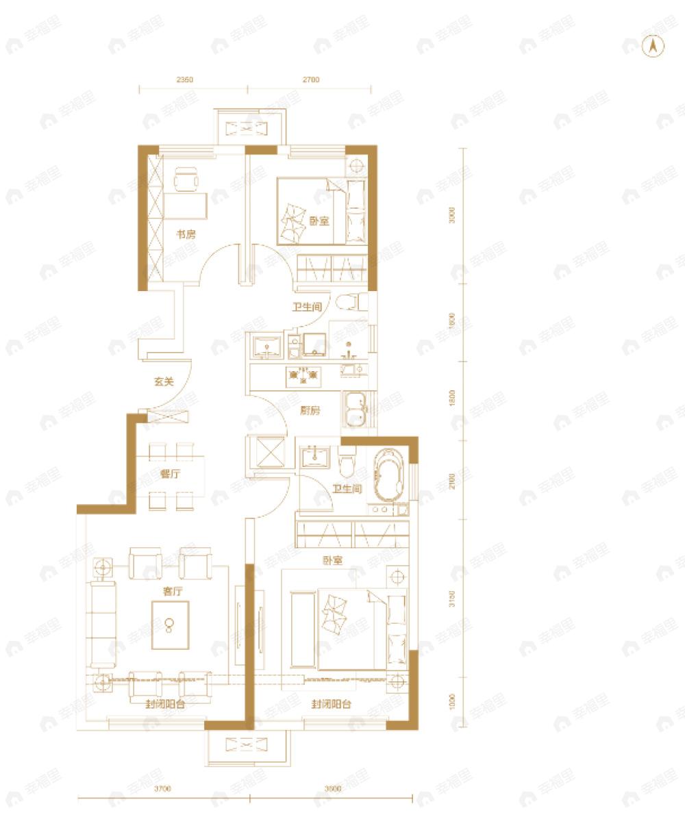 华萃西山3室2厅2卫户型图
