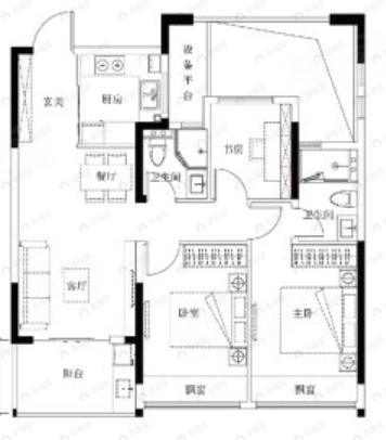 杰立潮前府3室2厅2卫户型图