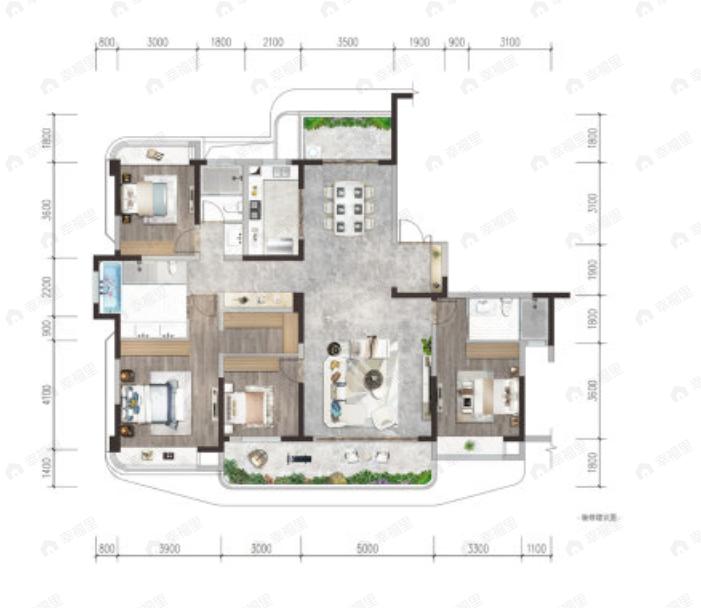 天府公园未来城4室2厅3卫户型图