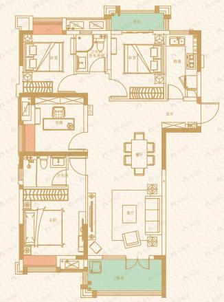 三远大爱城4室2厅2卫户型图