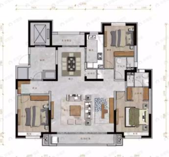 中国铁建景晟学府3室2厅2卫户型图