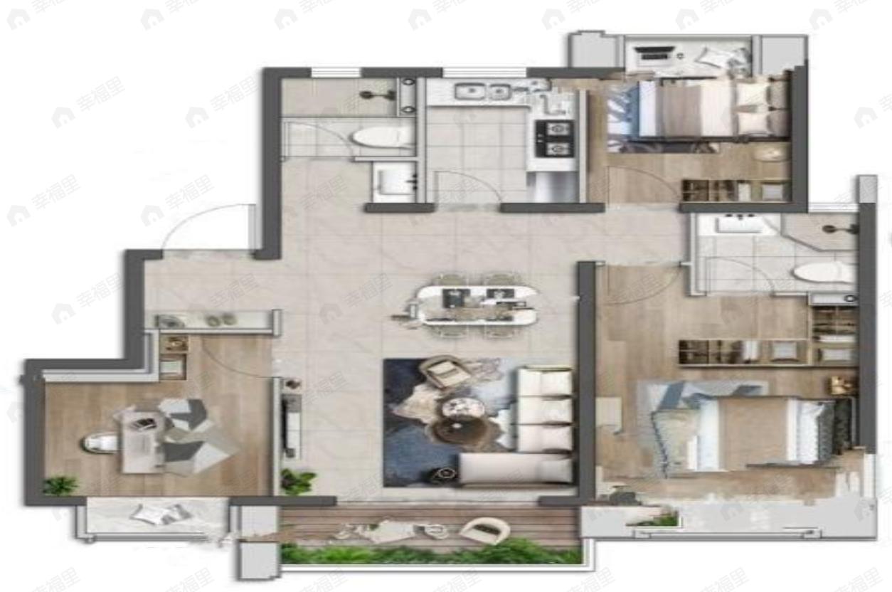 首创誉华洲3室2厅2卫户型图