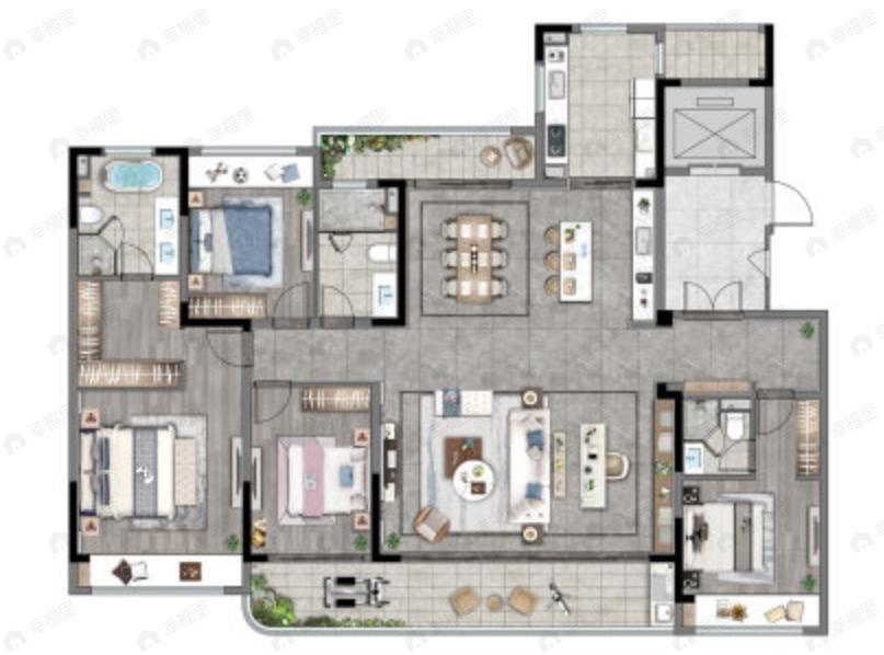 翠礼峰天玺4室2厅3卫户型图