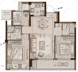 云上金铭府3室2厅2卫户型图