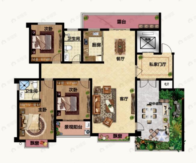 湟栋公园里3室2厅2卫户型图