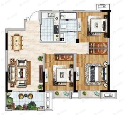 九瑞新城3室2厅1卫户型图
