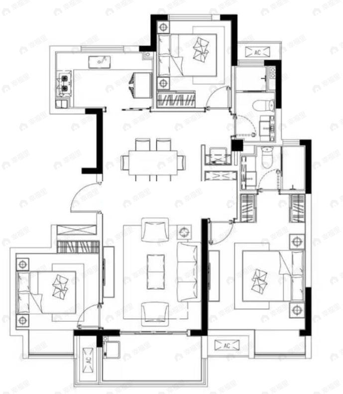 新澎湃国际社区3室2厅2卫户型图
