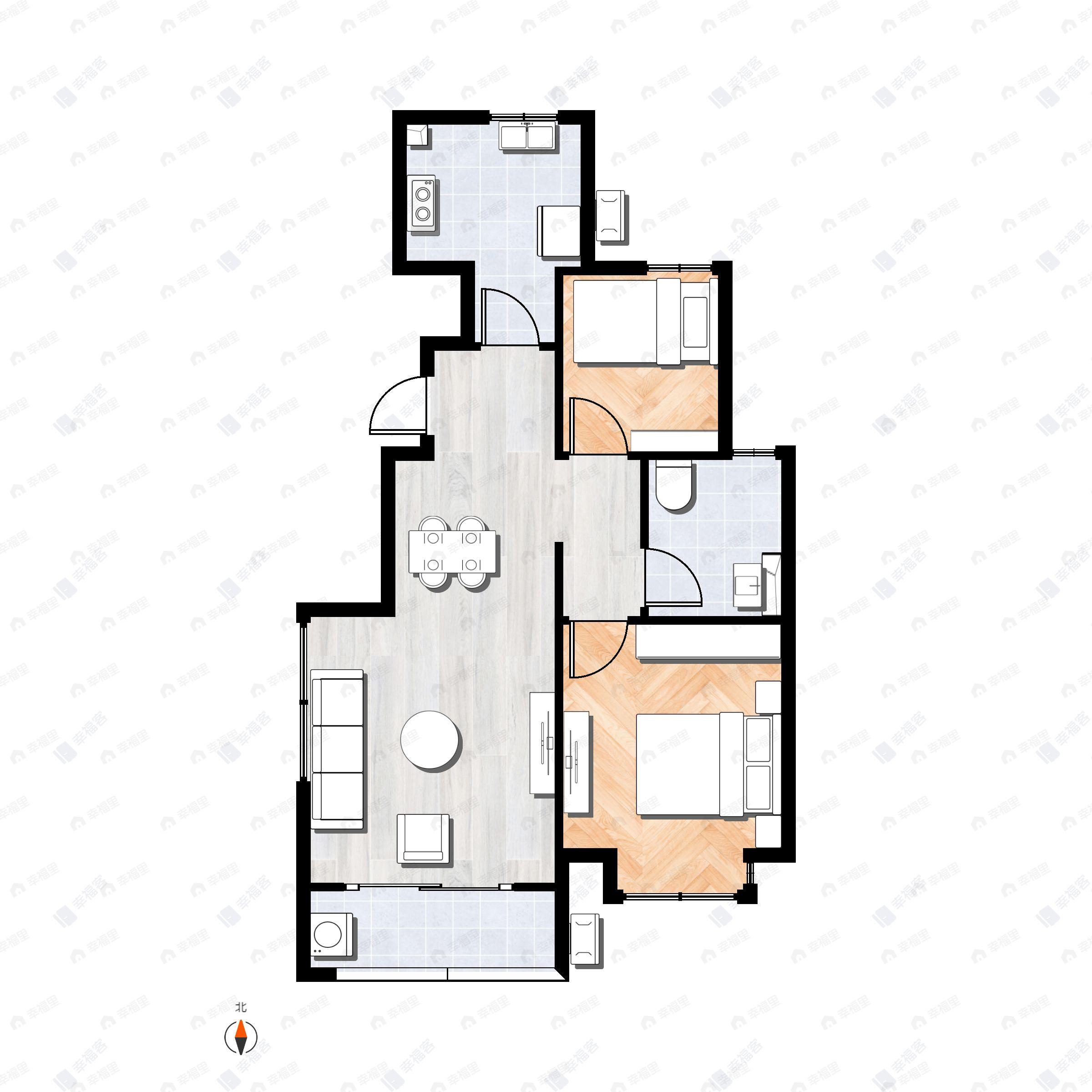 新御峰2室2厅1卫户型图
