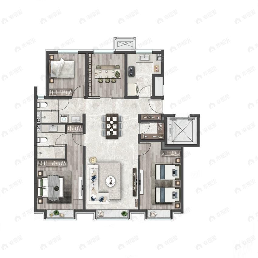 万科翡翠山晓西麓4室2厅2卫户型图