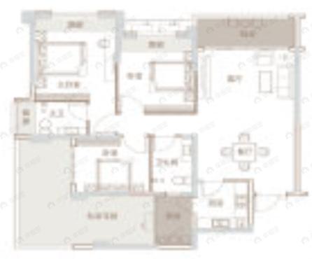 3室2厅2卫建面101平户型图