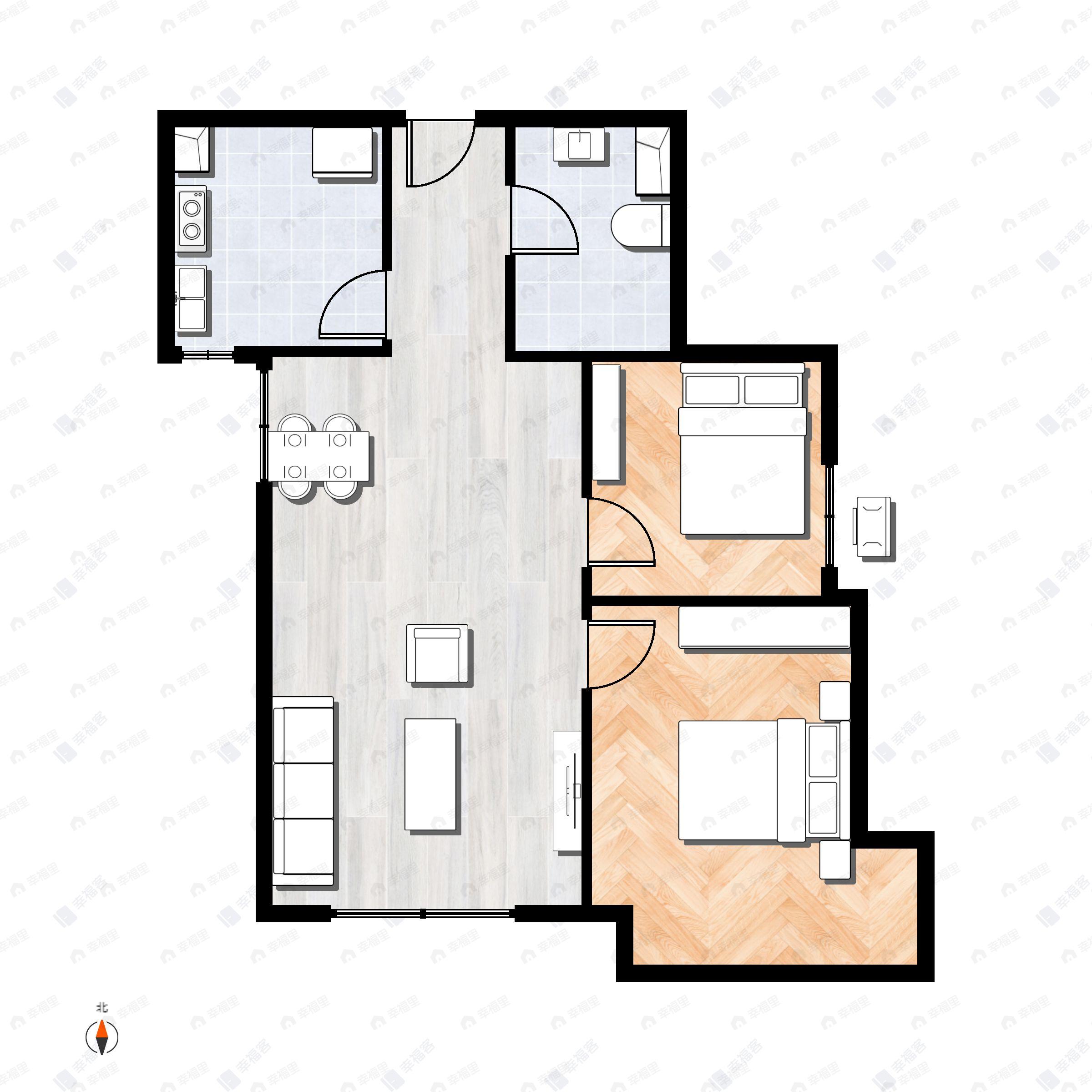 北京东湾2室2厅1卫户型图