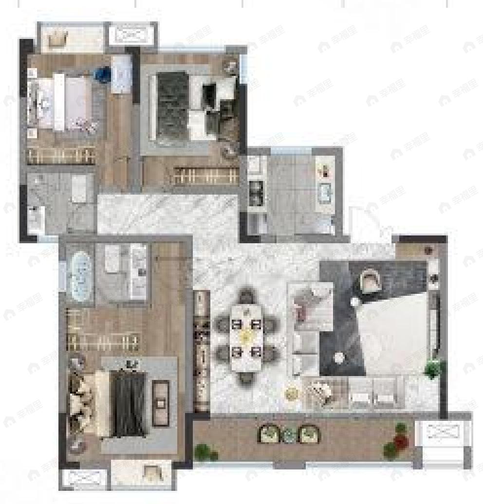 宸德公馆3室2厅2卫户型图