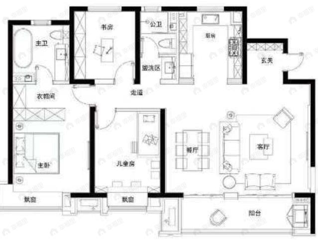 融信时光之城3室2厅2卫户型图
