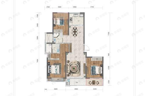 绿城诚园3室2厅2卫户型图