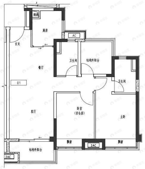 保利天汇左岸2室2厅2卫户型图