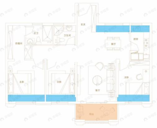 海林康桥官邸3室2厅2卫户型图