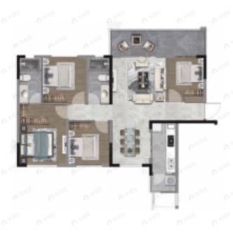 银河玺悦台4室2厅2卫户型图