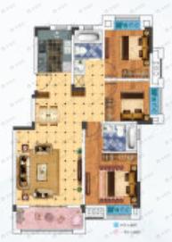 洺悦华府3室2厅2卫户型图