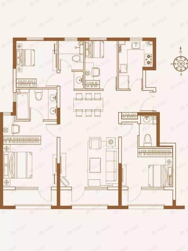 公园十七区4室3厅3卫户型图
