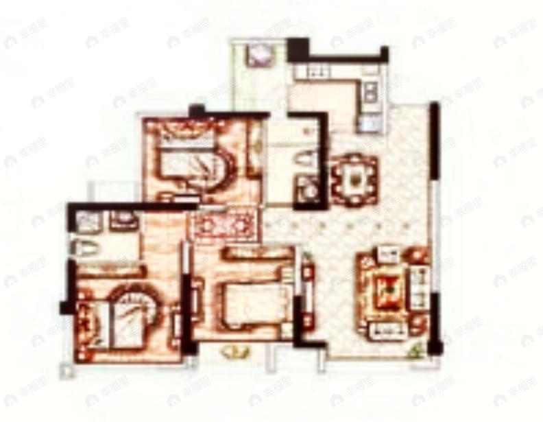 奥园棠玥府3室2厅2卫户型图