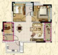 2室2厅1卫建面62平东|西户型图