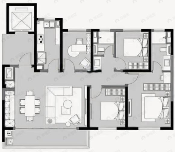 山河万物4室2厅2卫户型图