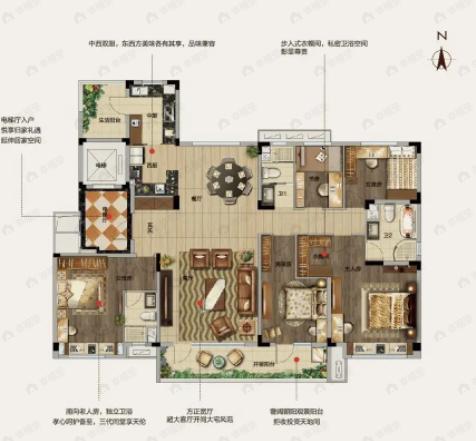 碧桂园天誉5室2厅3卫户型图