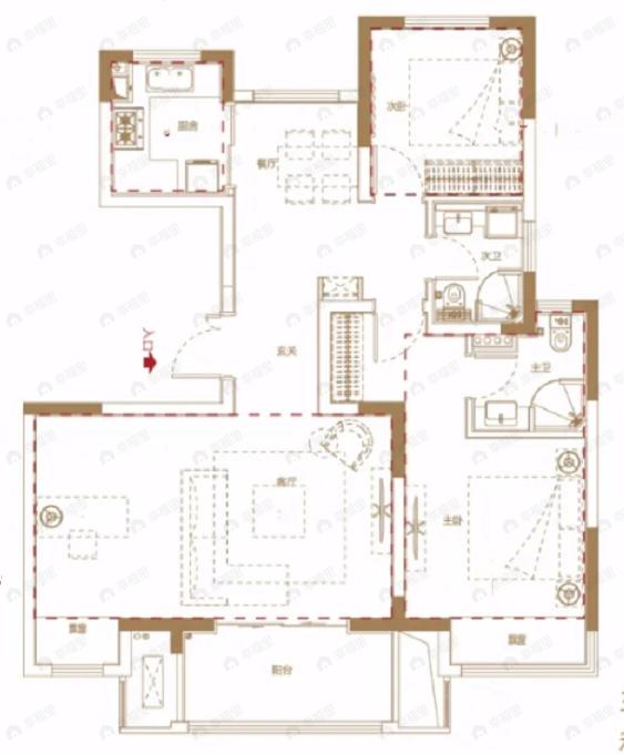 陆家嘴锦绣澜山2室2厅2卫户型图