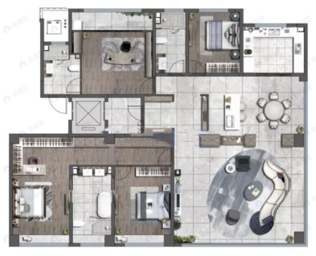 4室2厅3卫建面249平南户型图
