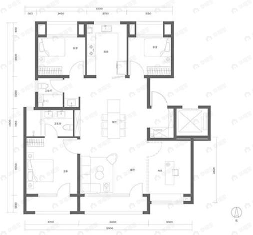 招商•臻园4室2厅2卫户型图