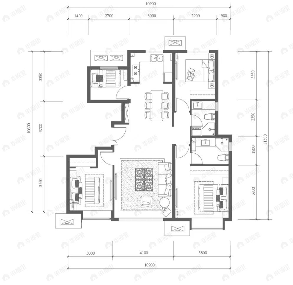 檀香府4室2厅2卫户型图
