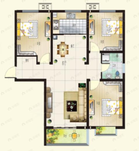 金恒基金帝城3室2厅1卫户型图