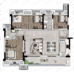 中南上悦城4室2厅2卫户型图