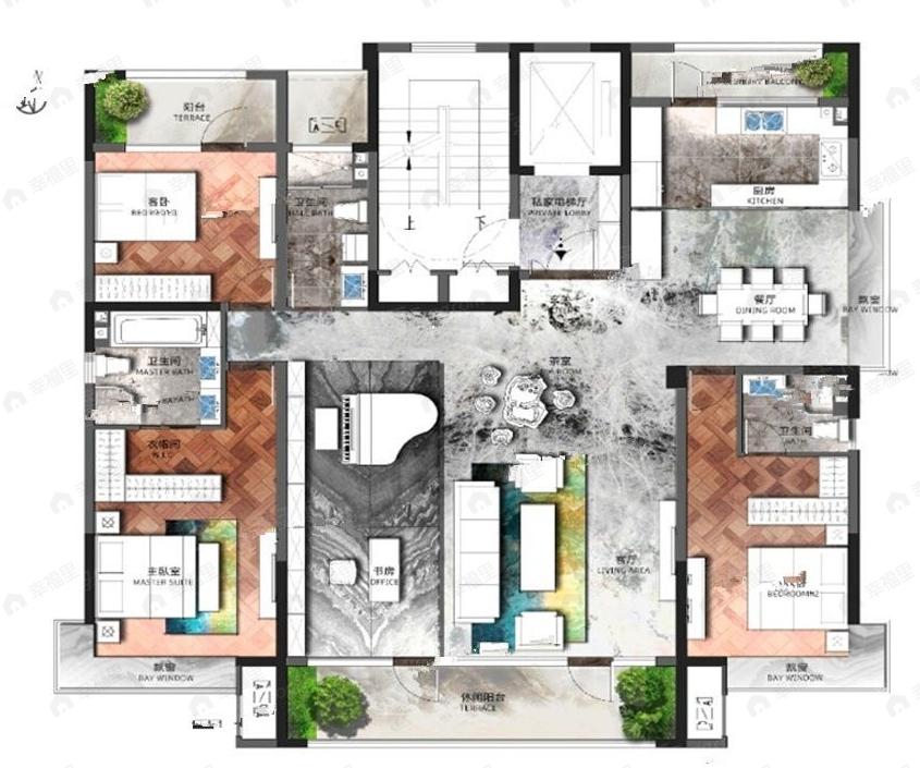 青岛院子3室2厅3卫户型图