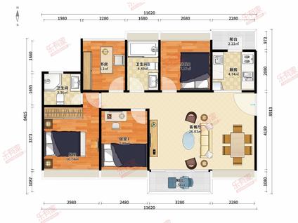 龙岗坪地整租 今日香沙御景园4室2厅/99平/中楼层