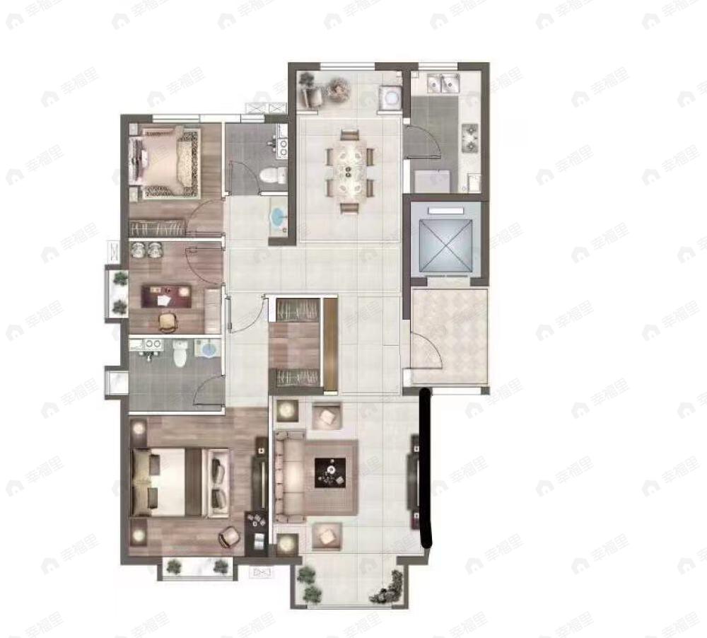北京华发中央公园3室2厅2卫户型图