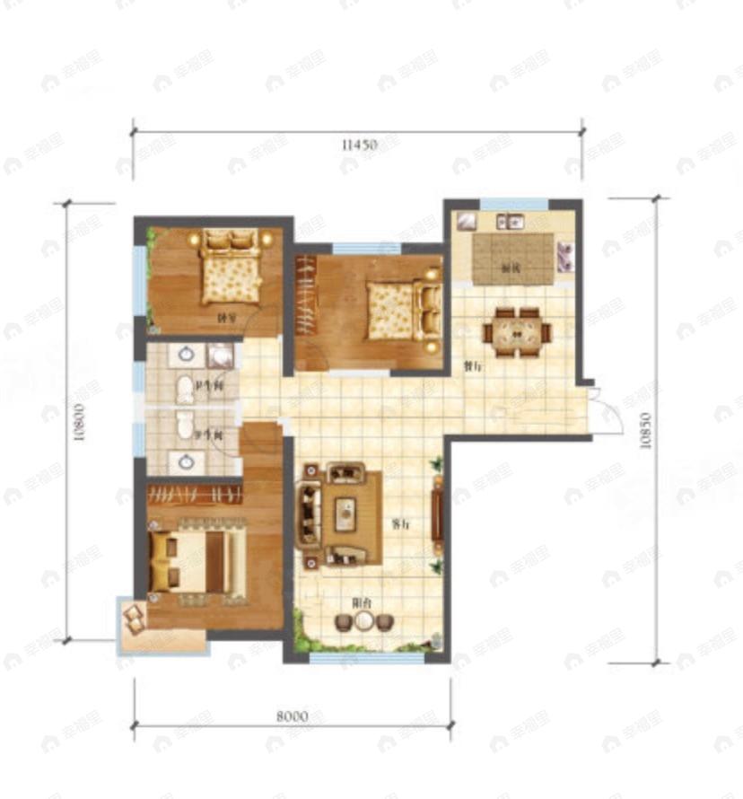 九洲城二期3室2厅2卫户型图