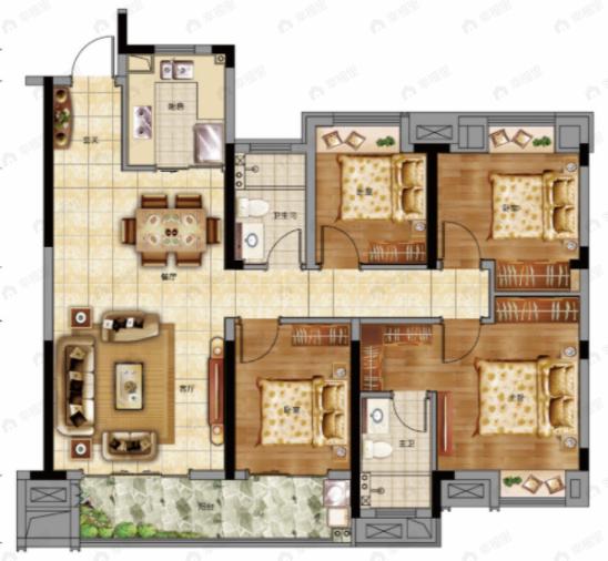 中建壹品澜庭4室2厅2卫户型图
